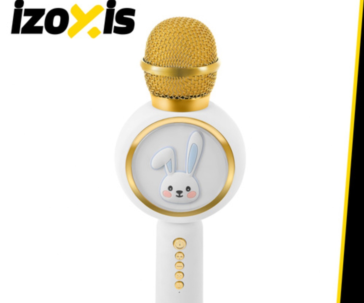 Juhtmevaba bluetooth karaoke mikrofon Rabbit - valge lähedalt