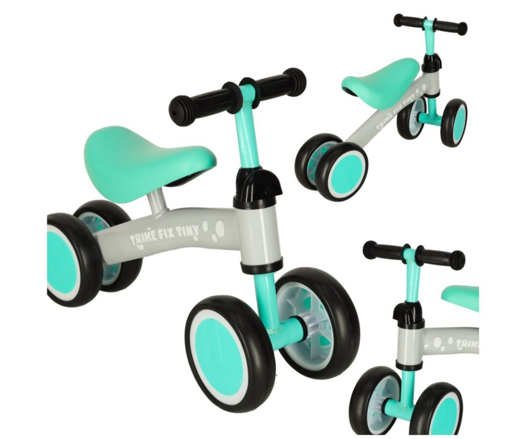 Neljarattaline jooksuratas Trike Fix Tiny - mündiroheline kaupa, vaade erinevatest nurkadest.