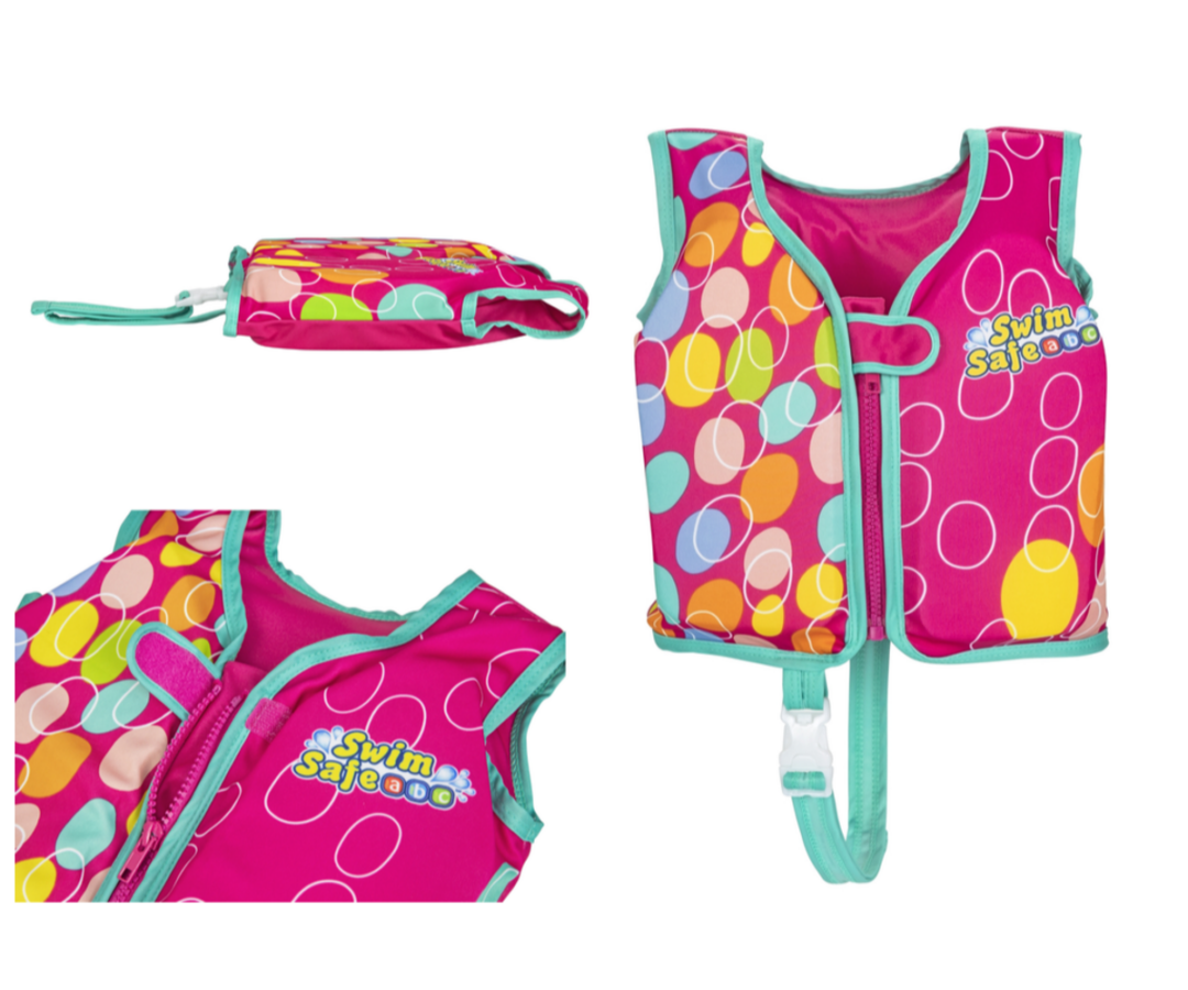 Ujumisvest 51cm lastele bestway 32176 – roosa, külgvaade, roosa ja mitmevärviline disain.