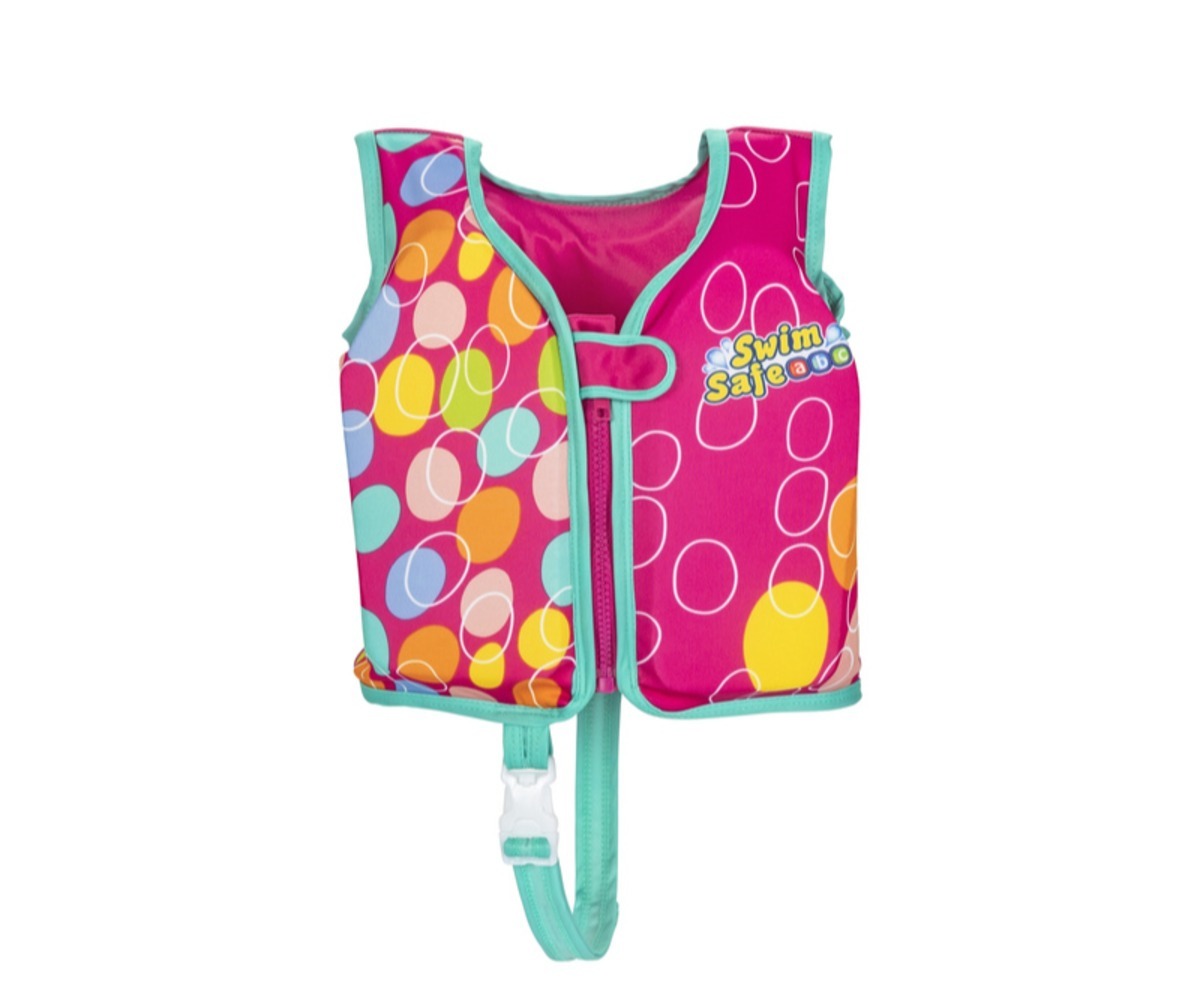 Ujumisvest 51cm lastele bestway 32176 – roosa, eesvaade, laste ujumisvest sõbraliku disainiga.