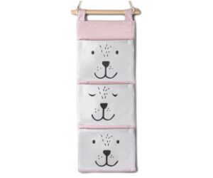 Rippuv mänguasjade organiseerija Nukido – roosa, karu näo disain ja kolm taskut