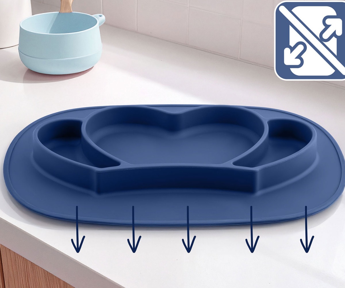 Silikoonist laste taldrik kaanega Ricokids – kroon, stabiilne aluspind.