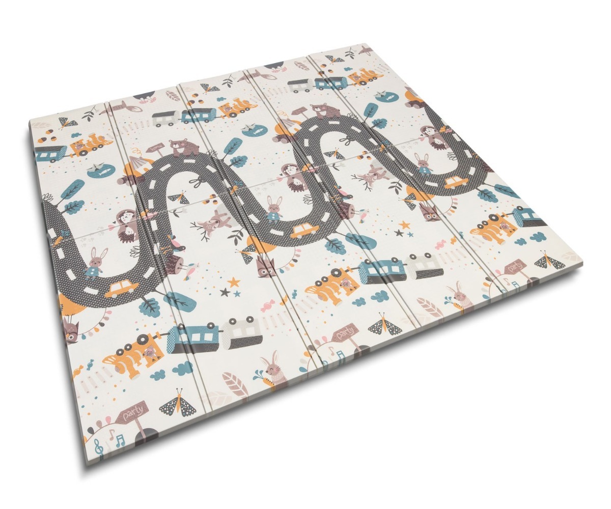 Kokkupandav vahtmängumatt Nukido NK-340, kaunistatud toredate loomadega, mõõtudega 200×180×1cm.