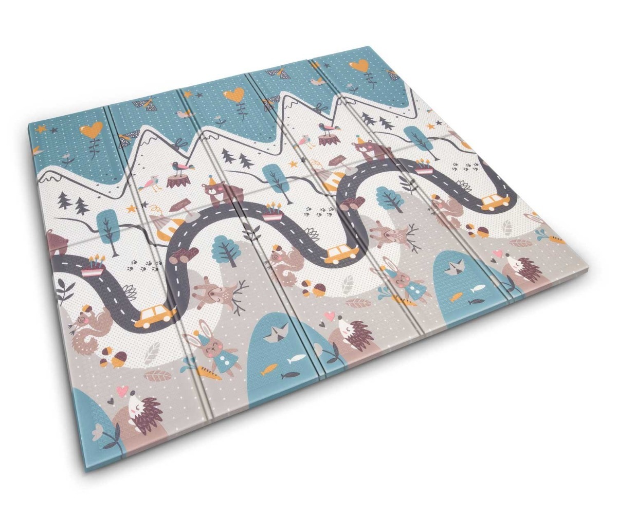 Kokkupandav vahtmängumatt 200×180×1cm - Nukido NK-340, värviline disain loodusest