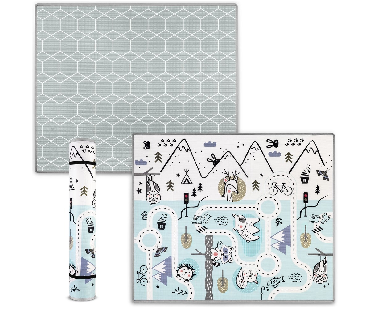 Rullitav vahtmängumatt 180×150×1,5cm - Nukido NK-342, looduslike mustrite ja motiividega.