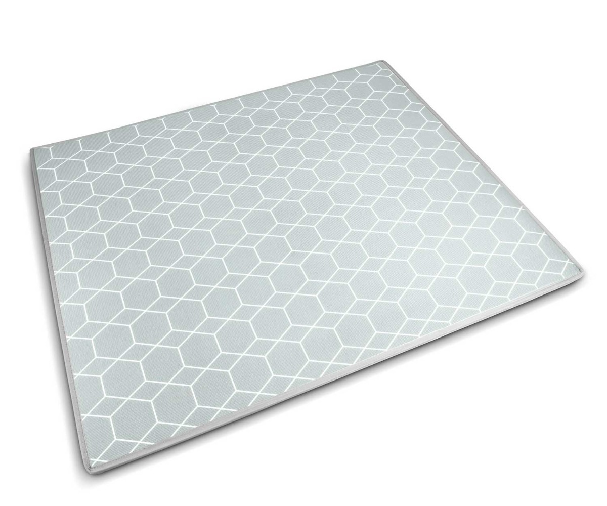 Rullitav vahtmängumatt 180×150×1,5cm - Nukido NK-342, minimalistlik hall honeycomb muster.