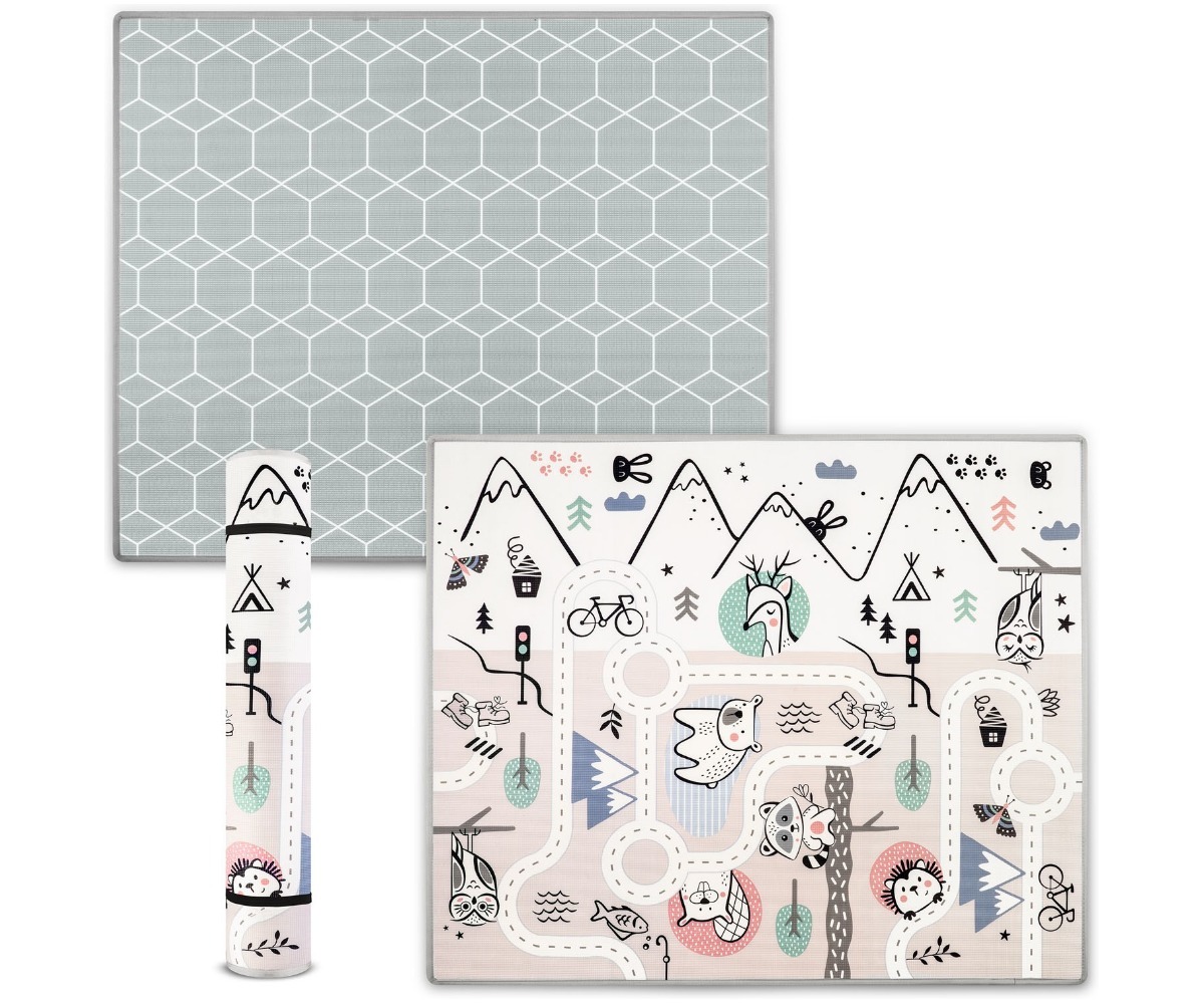 Rullitav vahtmängumatt Nukido NK-342, äärtega disain, mõõdud 180×150×1,5cm