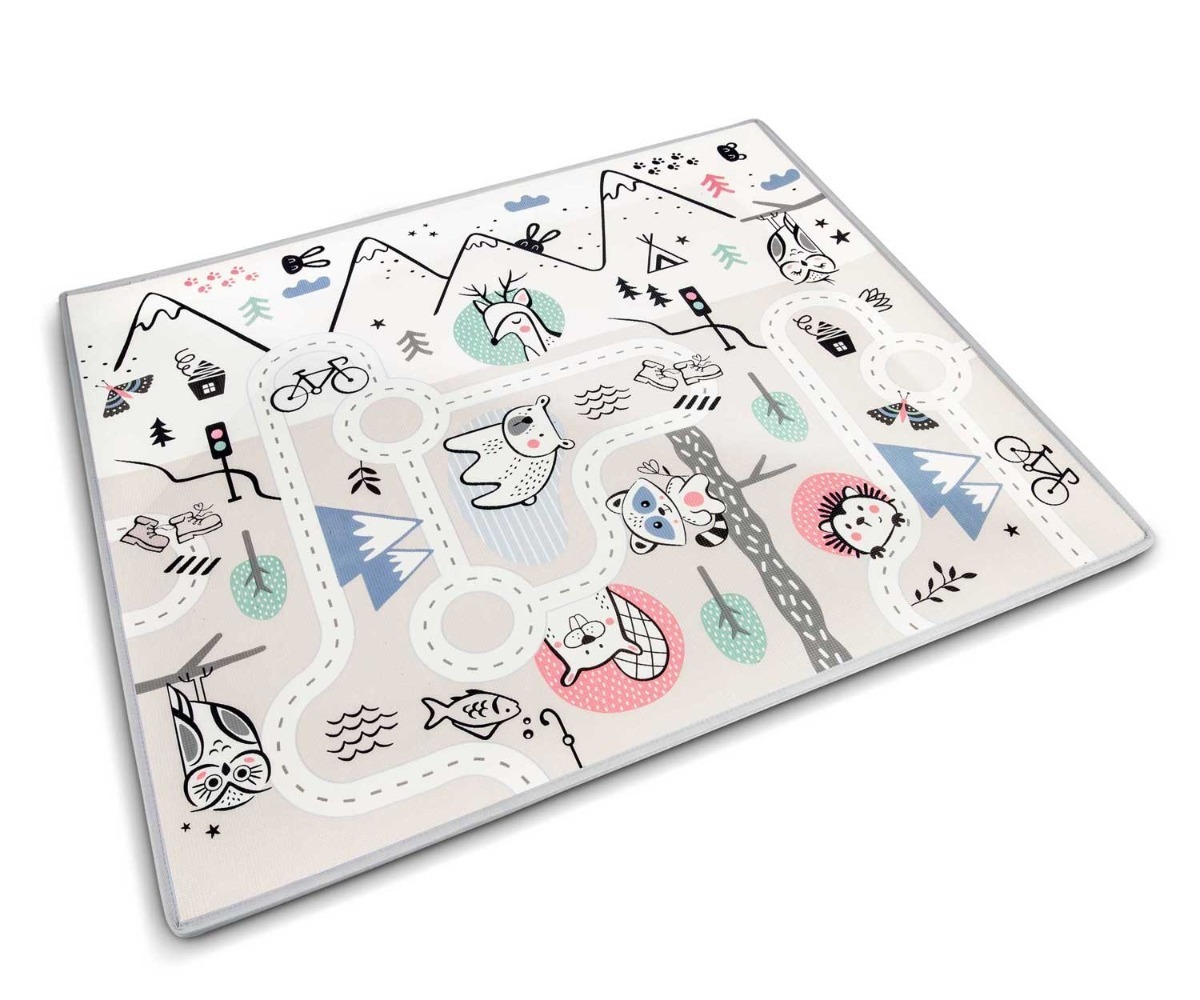 Rullitav vahtmängumatt Nukido NK-342, mänguteemaga kujundus, mõõdud 180×150×1,5cm