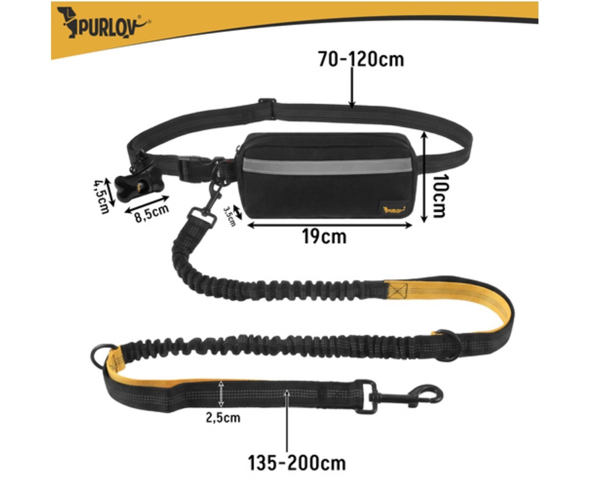 Mõõtmete ülevaade jooksuvöö ja rihma komplektist, sobib koerale kuni 50kg.