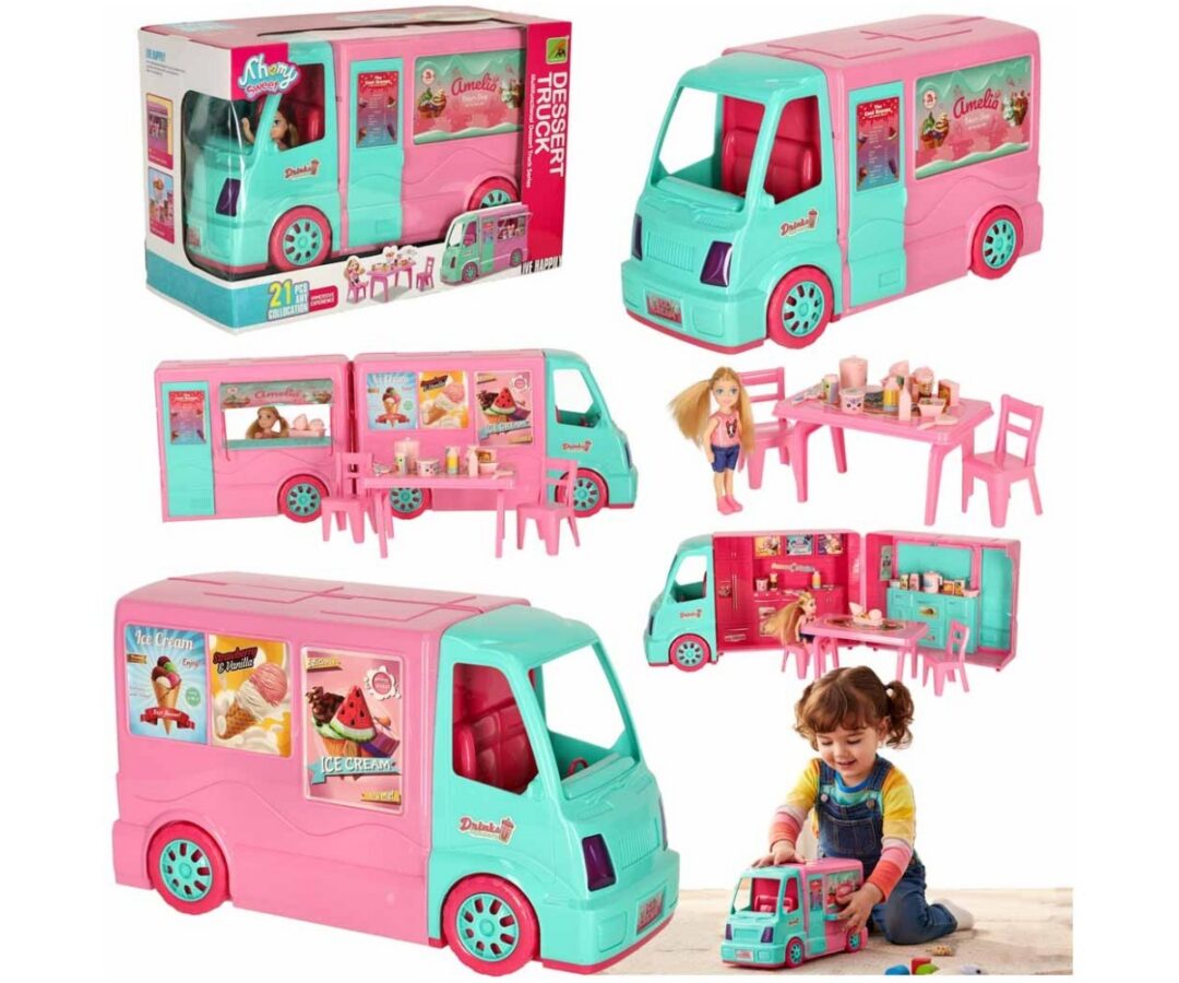 Nukuauto 2in1 matkaauto komplekt 21-osaline, sealhulgas magustoidu põrand ja mängukohver