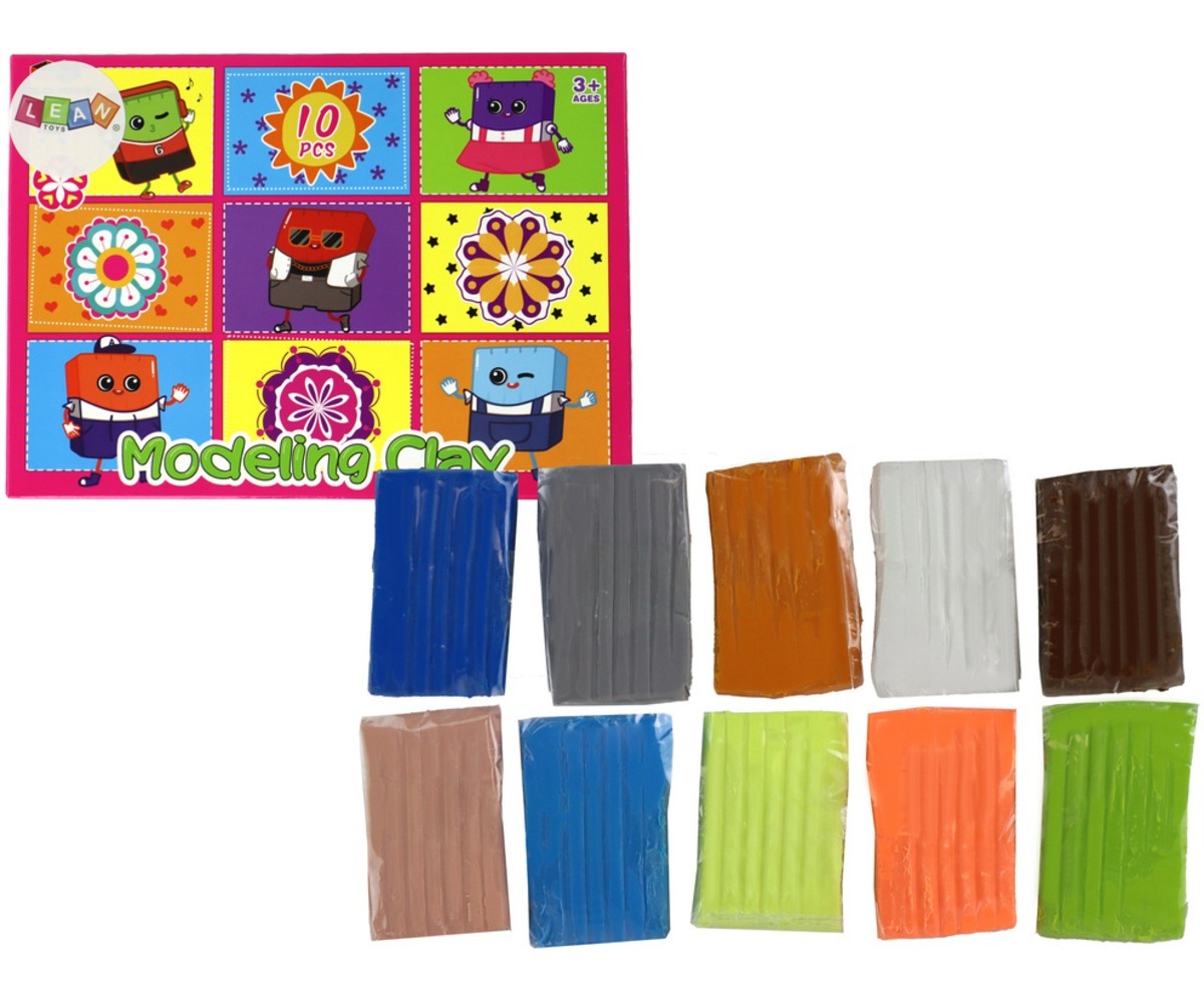 Kunstiline plastiliinikomplekt 10 värvi, sisaldab erinevaid värvilisi plastiliinipalasid