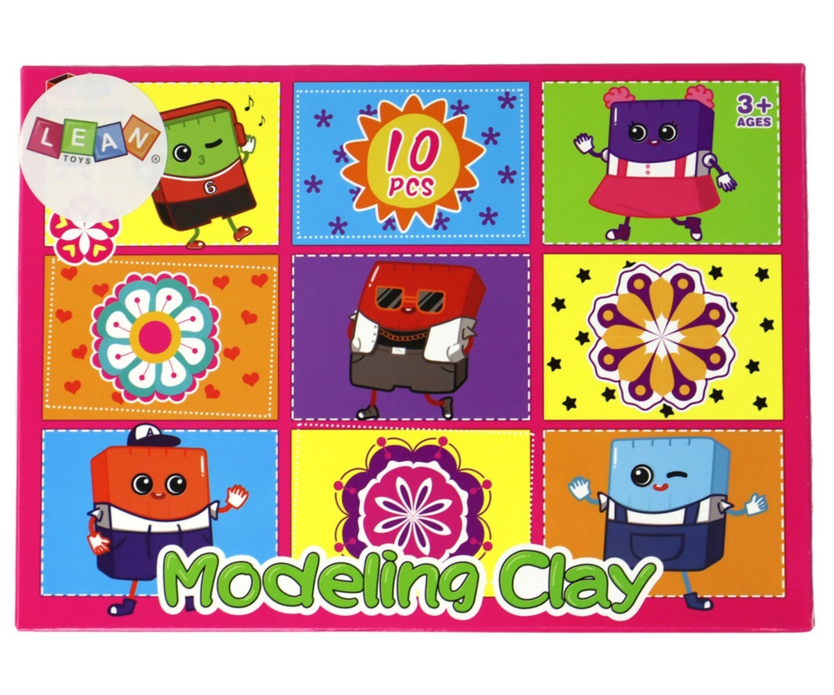 Kunstiline plastiliinikomplekt 10 värvi rõõmsas ja värvikirevas pakendis