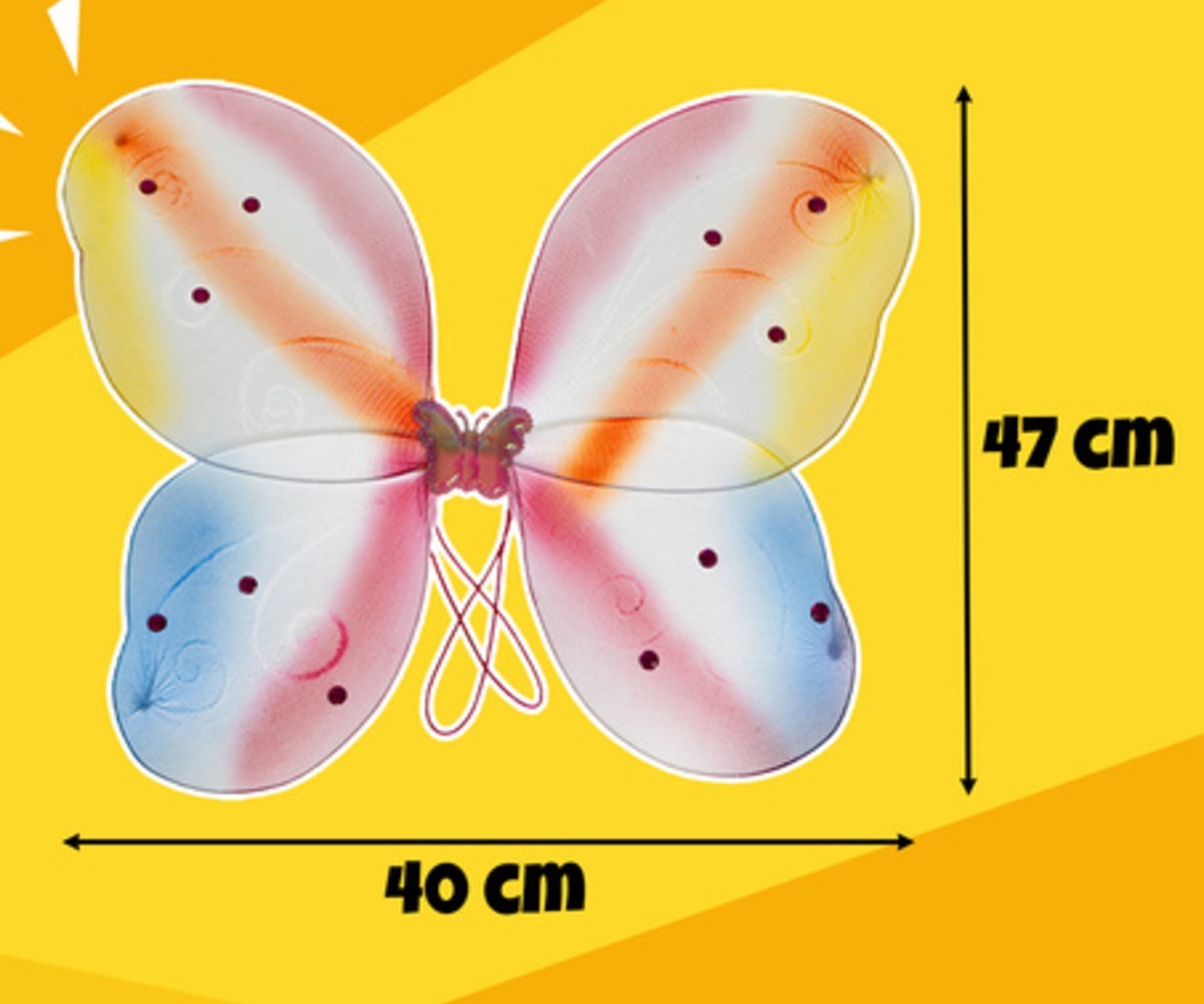 Värvilised tiivad, mis kuuluvad liblikakostüümi KRUZZEL juurde