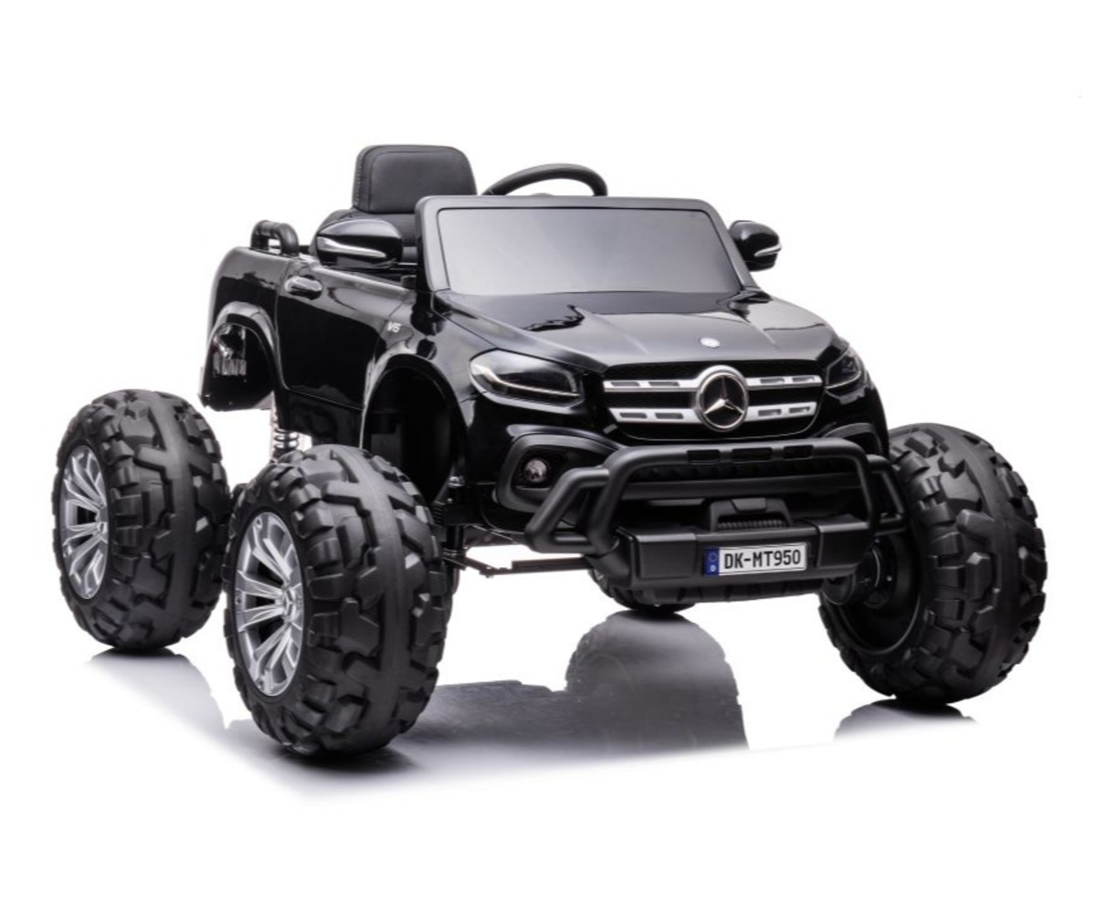 Elektriauto Mercedes DK-MT950 4x45W – must esikuvaade, suurte ratastega.