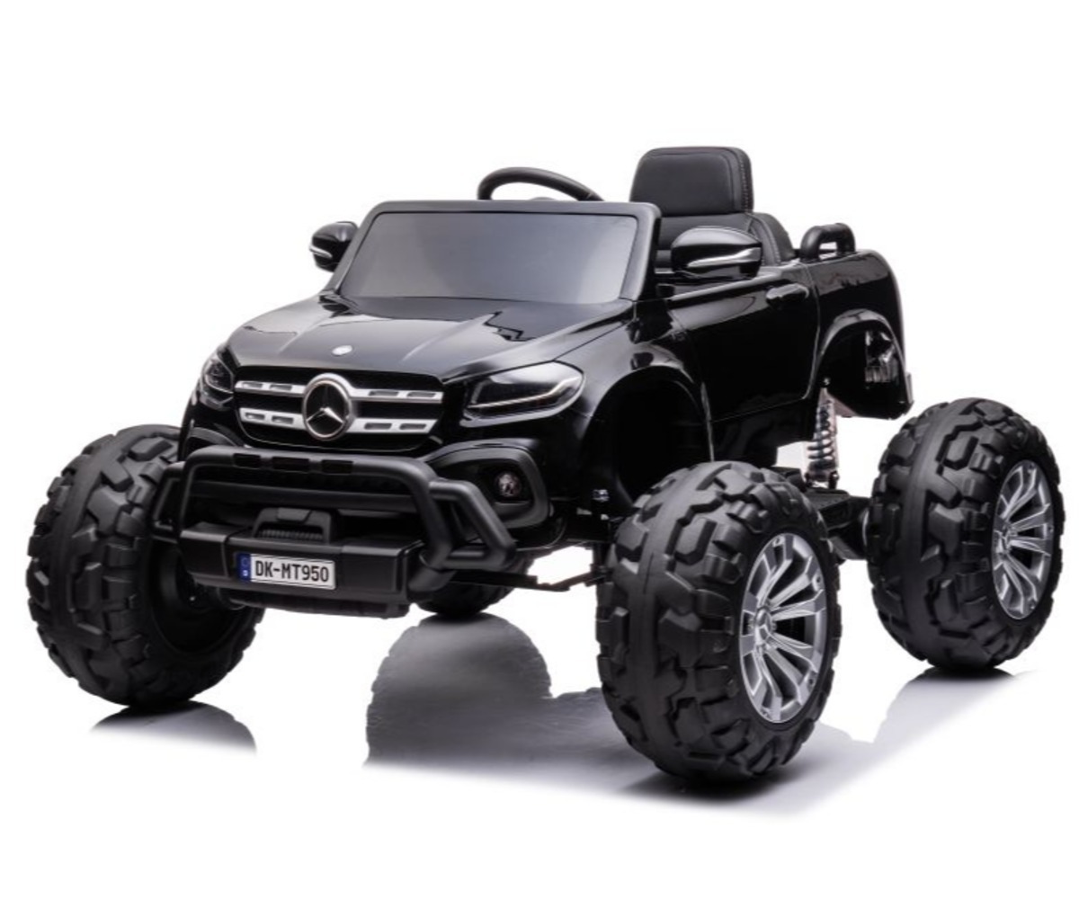 Elektriauto Mercedes DK-MT950 4x45W – must külgvaade suurte ratastega.