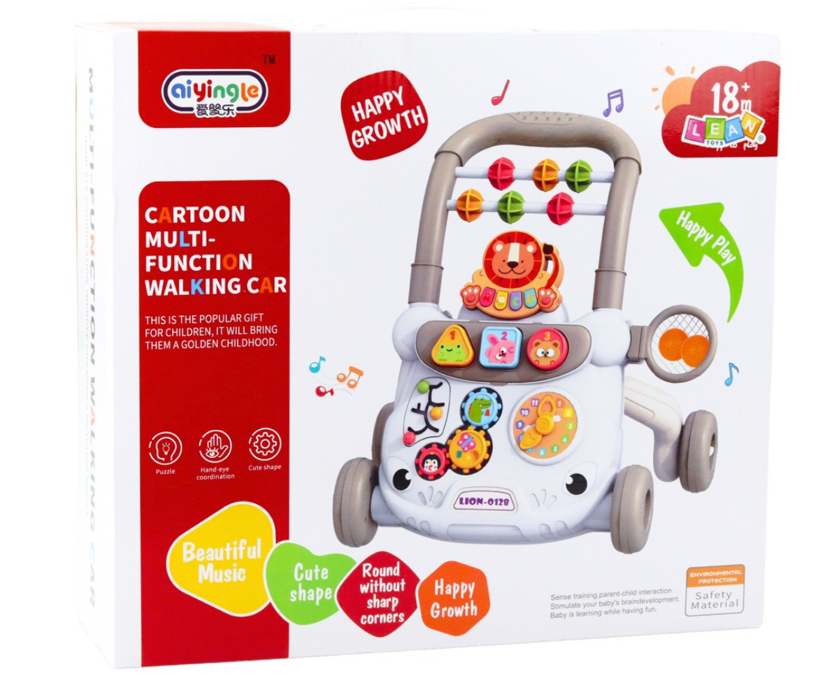 Arendav käimistugi interaktiivse mängupaneeliga – eestvaade