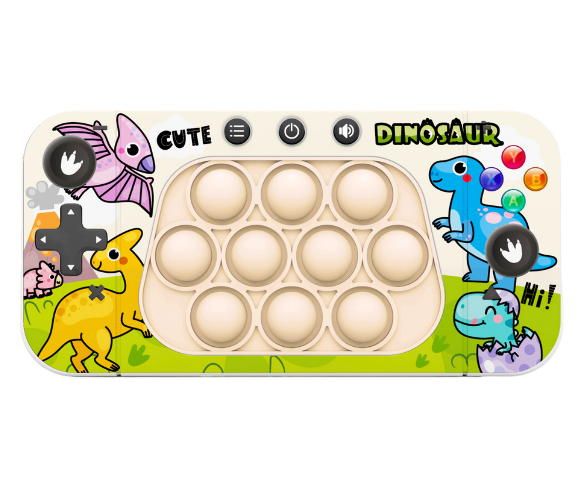 Kompaktne dinosauruse disainiga mängukonsool reisile ja koju.