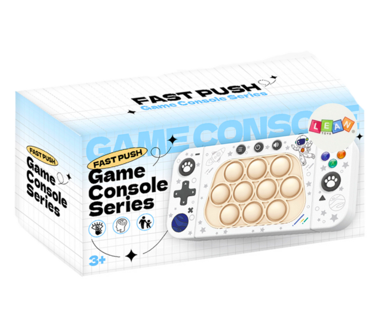 Dinosauruste teemaline Pop It arkaadmängukonsool – 4 mängurežiimiga.