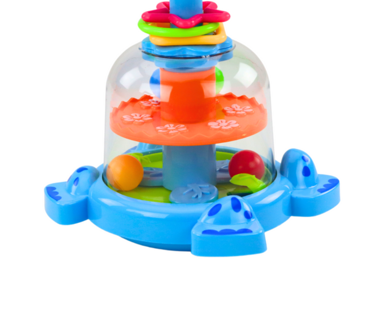 Interaktiivne jõehobu mänguasi – vajuta pead ja pallid hakkavad pöörlema.