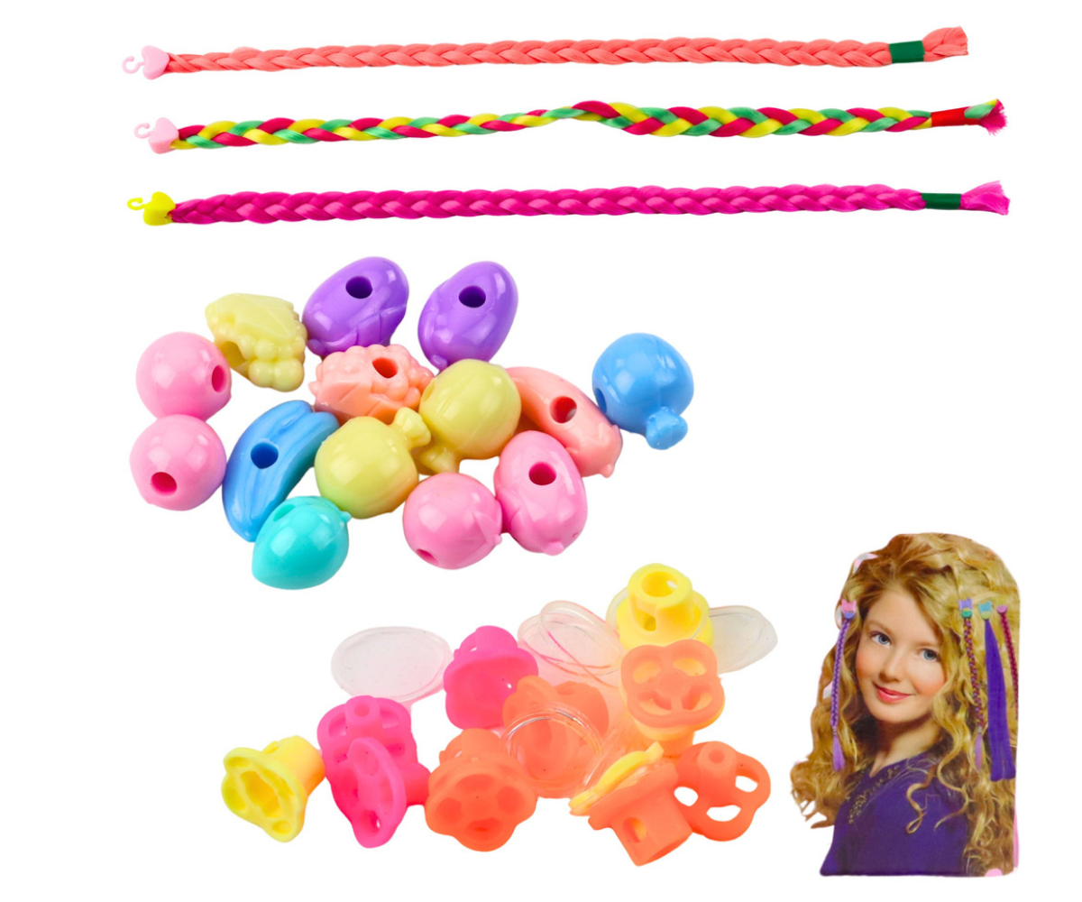 Laste juuksurisalongi mängukomplekt koos harja ja patsitarvikutega.