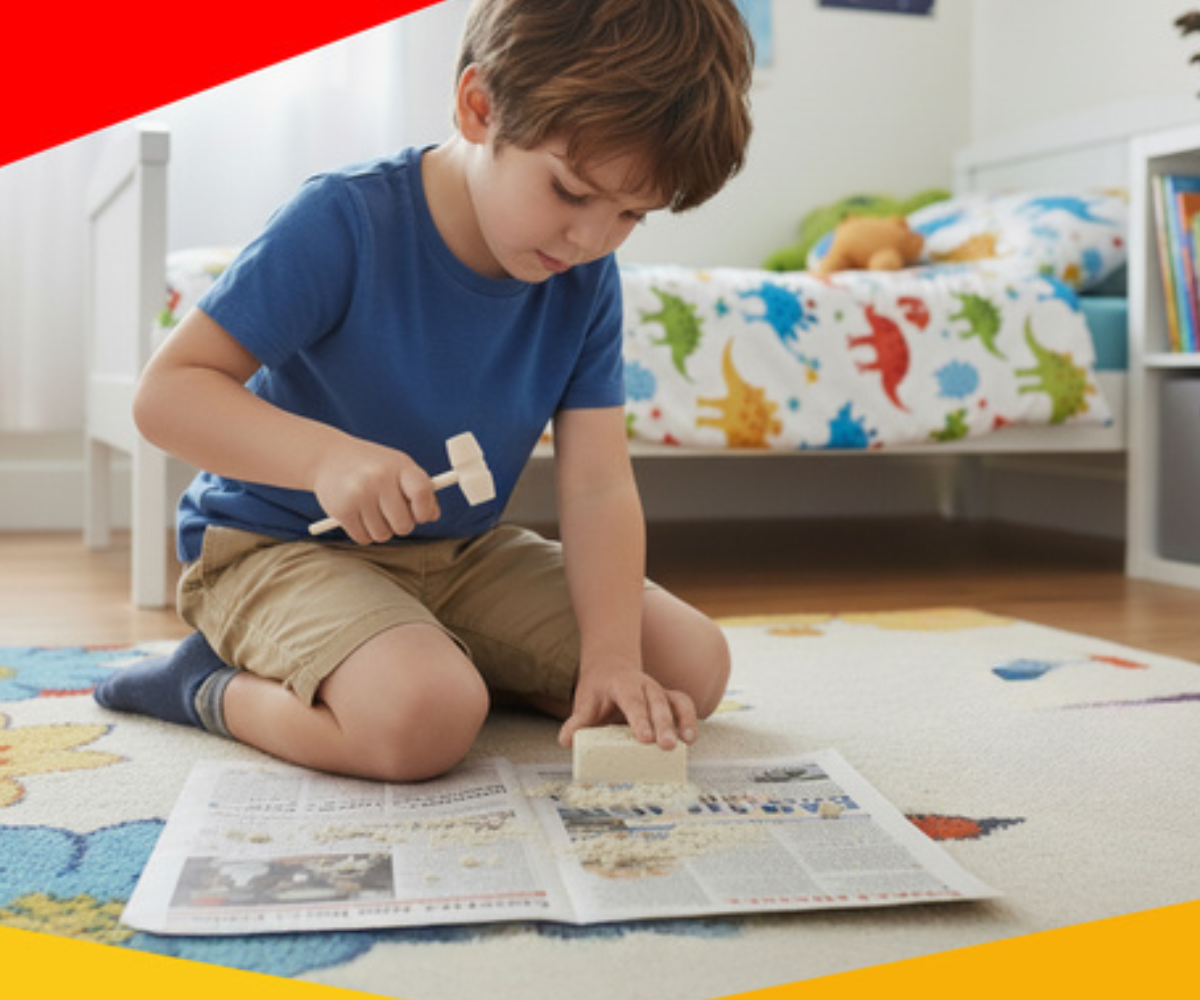 Dinosauruse skeleti väljakaevamine – põnev teadusmäng lapsele