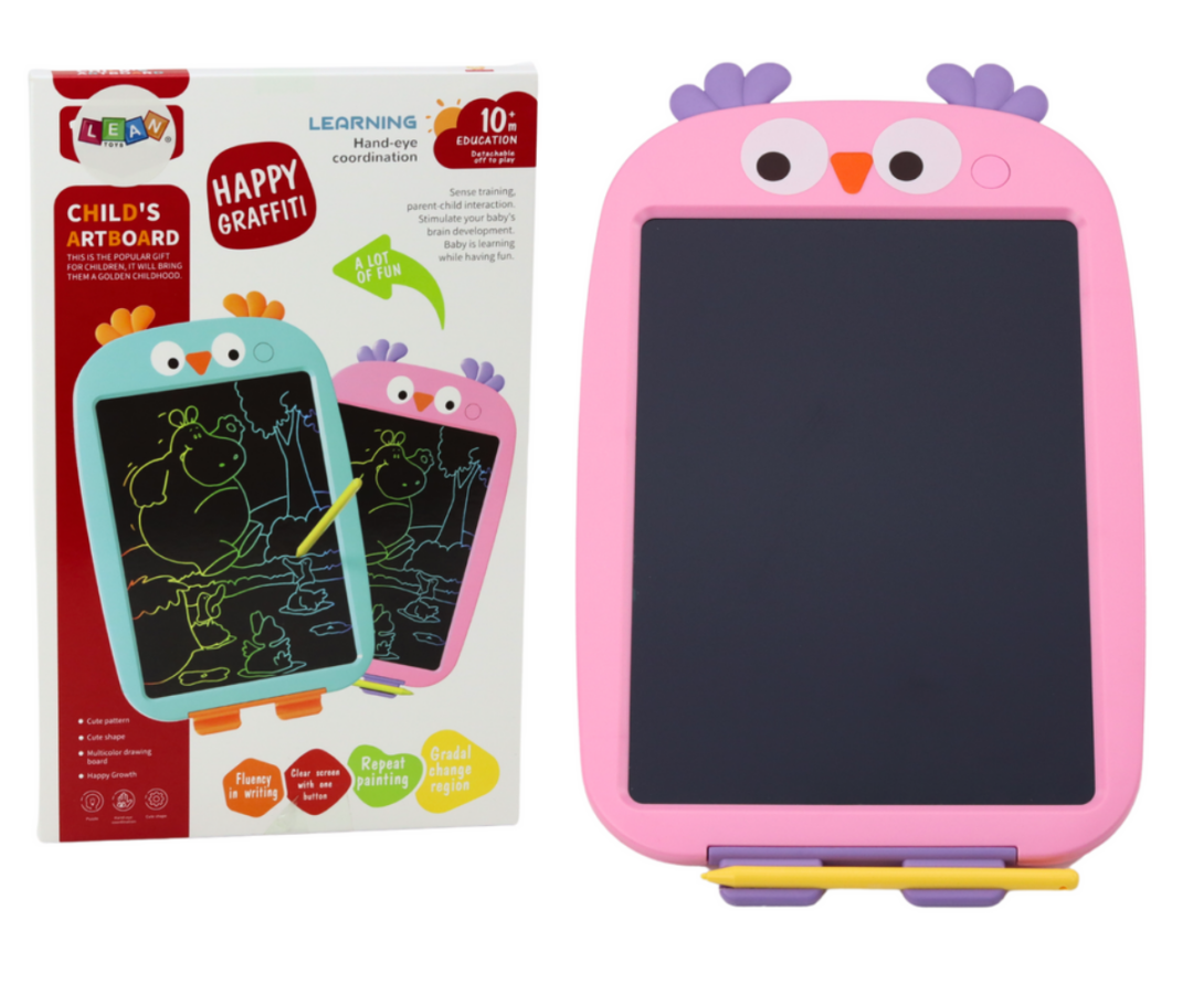 Õhuke ja kerge roosa joonistustahvel küljelt vaates