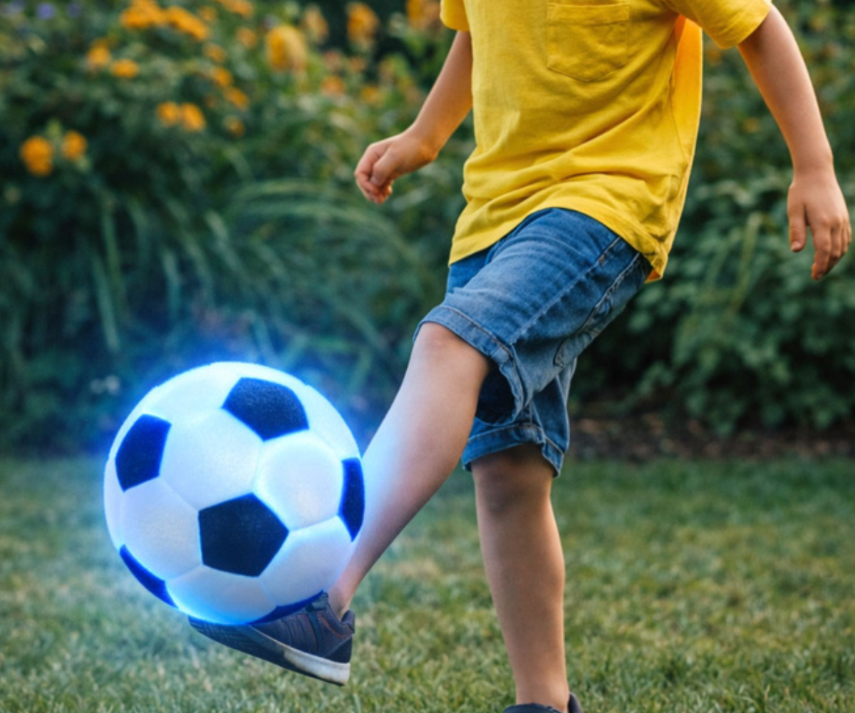 LED-tuledega helendav jalgpall sise- ja välimängudeks