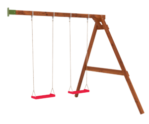 Kiigepuu kahe erineva kiigeistmega (näidis paigaldusest, istmed ei kuulu komplekti).