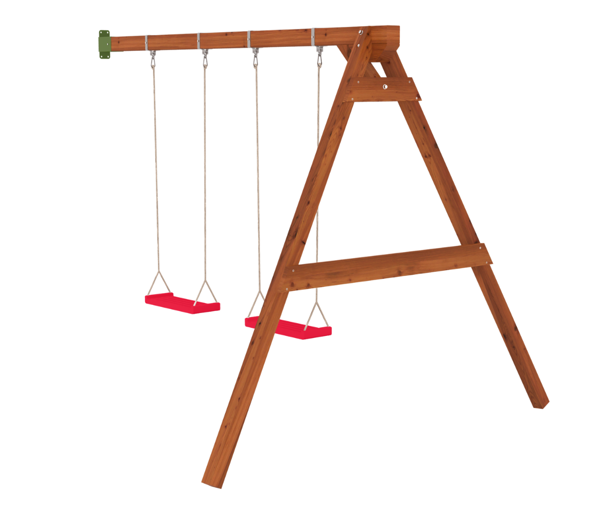 Kiigepuu konstruktsiooni detail – nelikant kuusepuit ja kiigeklambrid.