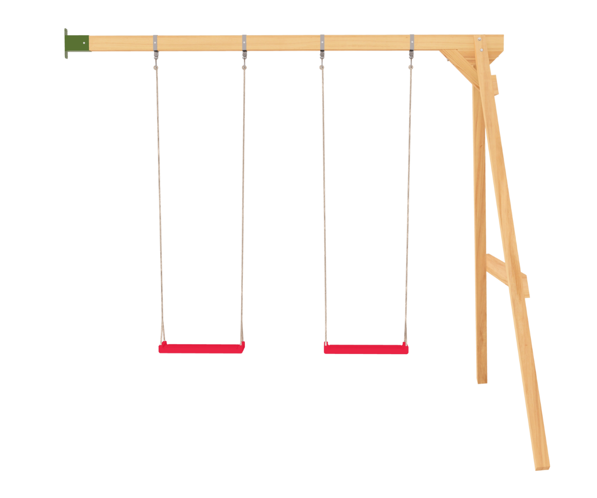 Kiigepuu konstruktsiooni detail – nelikant kuusepuit ja kiigeklambrid.