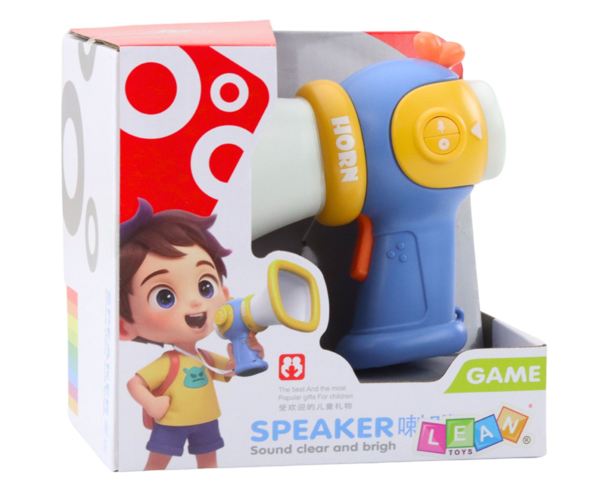 Laste megafon häälemuutja ja valgusefektidega – sinine, ideaalne rollimängudeks ja esinemiseks.