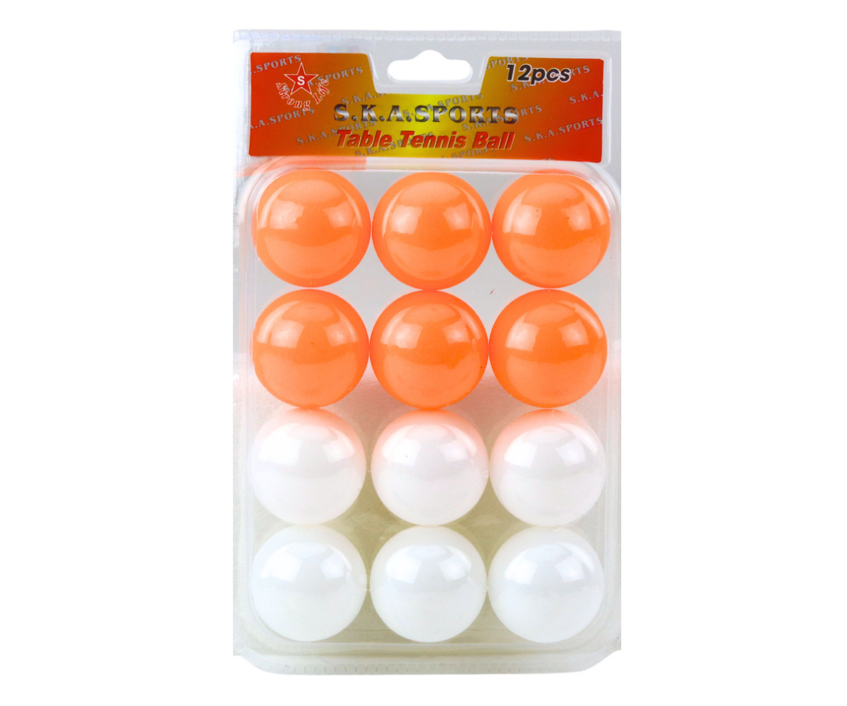 Lauatennisepallide komplekt 12 tk – valged ja oranžid pallid originaalpakendis