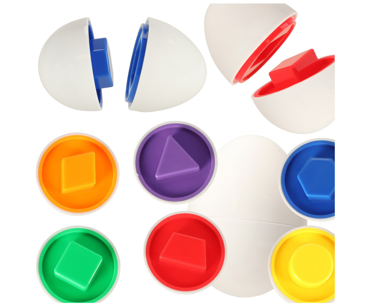 Hariv munamäng lastele kujundite ja värvide sobitamiseks