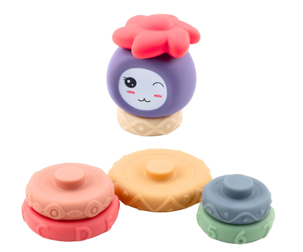 Sensoorne klotsipüramiid erinevate tekstuuridega beebimänguasi