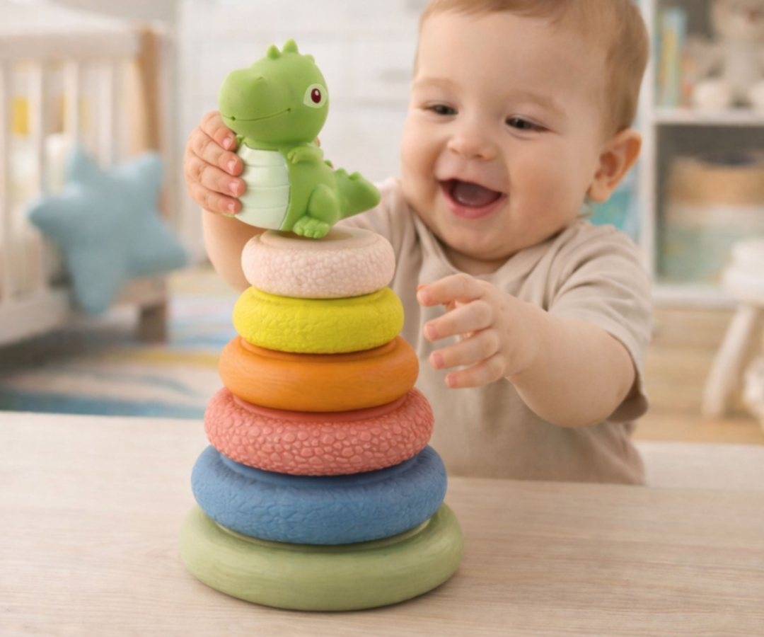 Värviline sensoorne püramiid erinevate tekstuuridega beebimänguasi