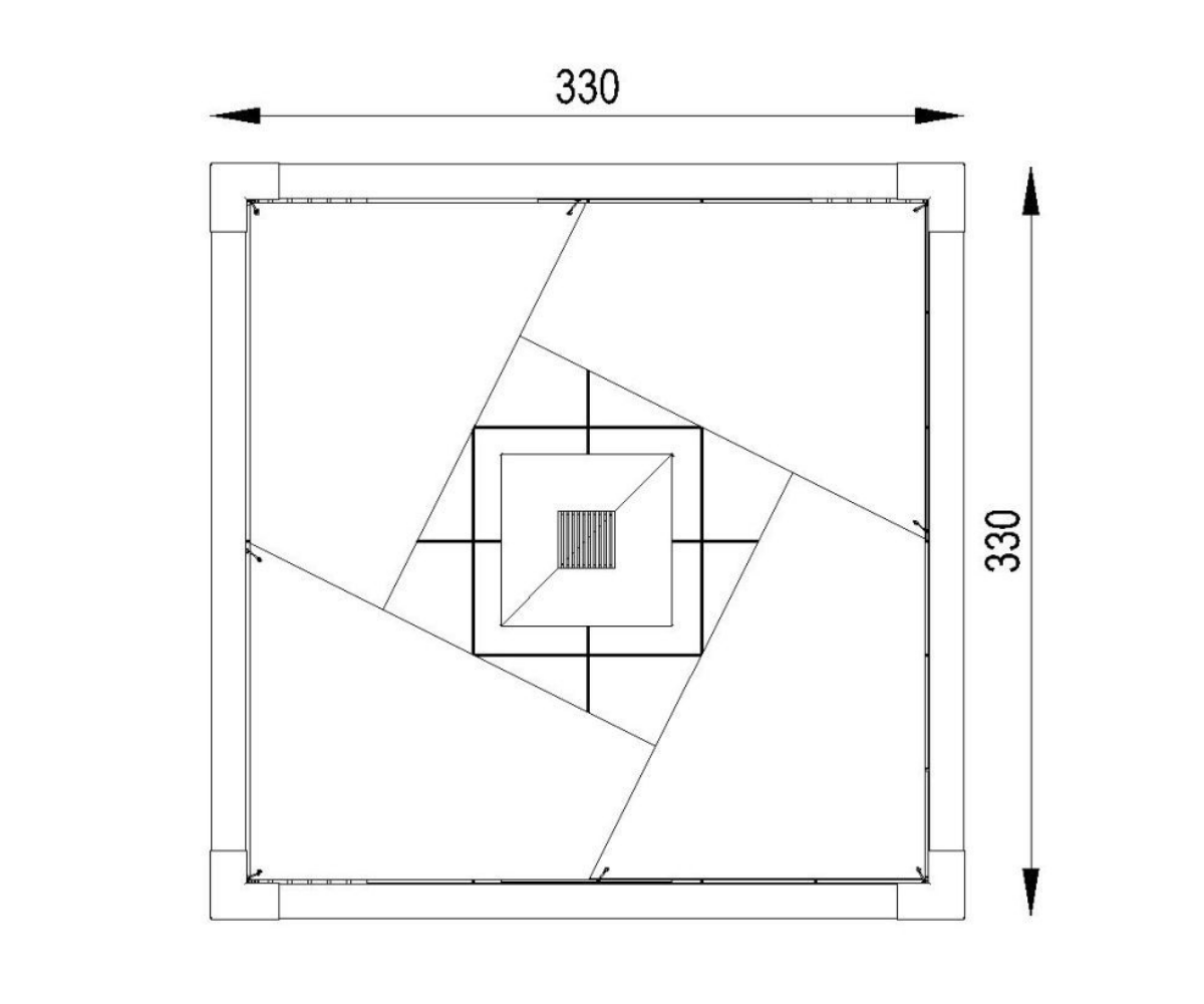 aiapergola 44406M joonis pealtvaates koos mõõtudega