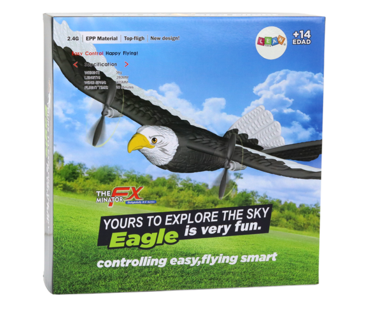 Raadio teel juhitav kotkalennuk tiivad laiali – realistlik linnukuju ja aerodünaamiline disain.