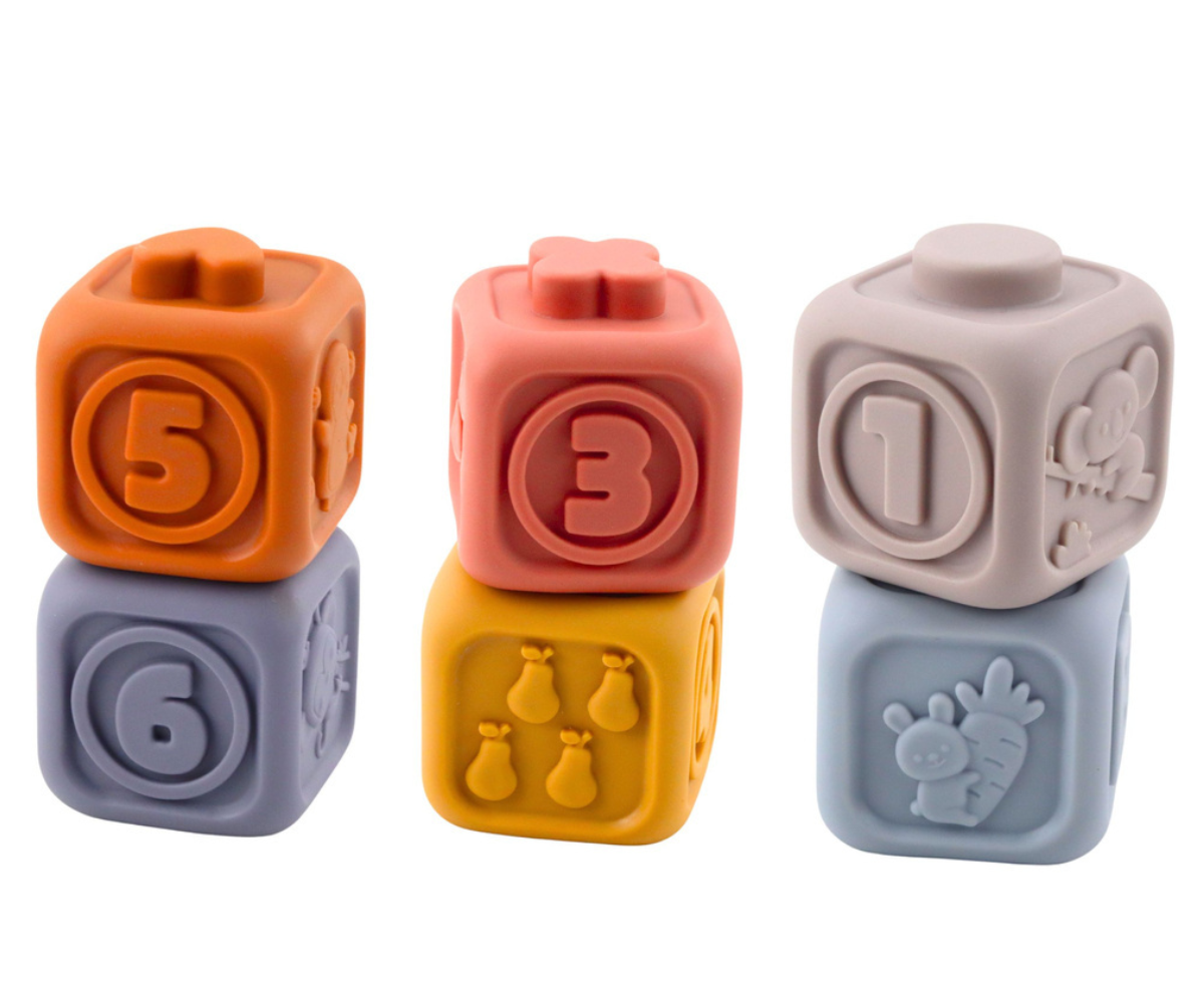 Arendav Montessori mänguasi pehmetest kummist klotsidest