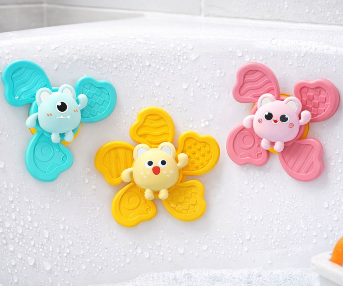 Arendav fidget-spinner kõrinaga vannis, söögitoolil ja mänguajal