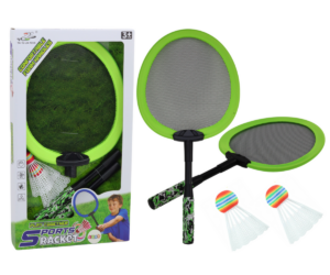 Sulgpallireketi löögiala detailvaade pehmest mustast materjalist