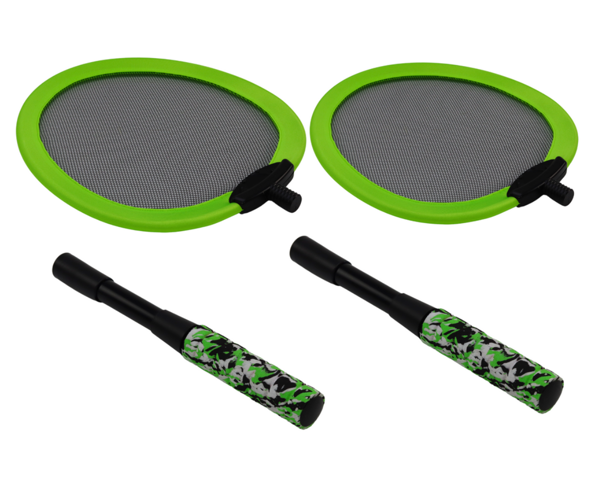 Eemaldatava käepidemega sulgpallireket mugavaks hoiustamiseks.