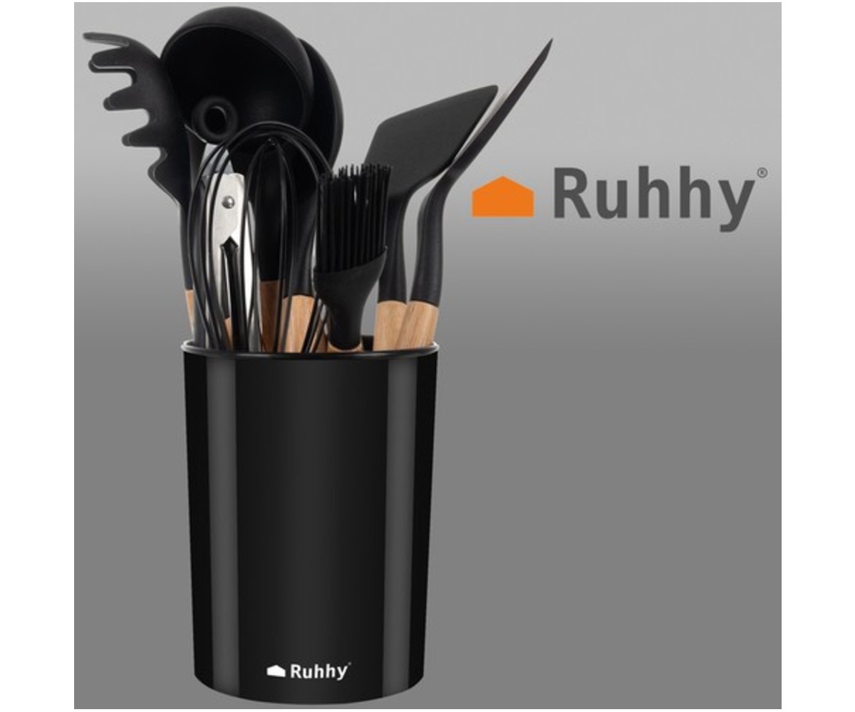 Silikoonist köögitarvikute komplekt alusega – 11 osa, ideaalne igasse kööki.