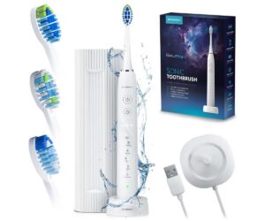 Elektriline hambahari Berdsen – (kuni 50 päeva aku kestvus) valge, millel on 3 harjapead ja laadimisjaam.