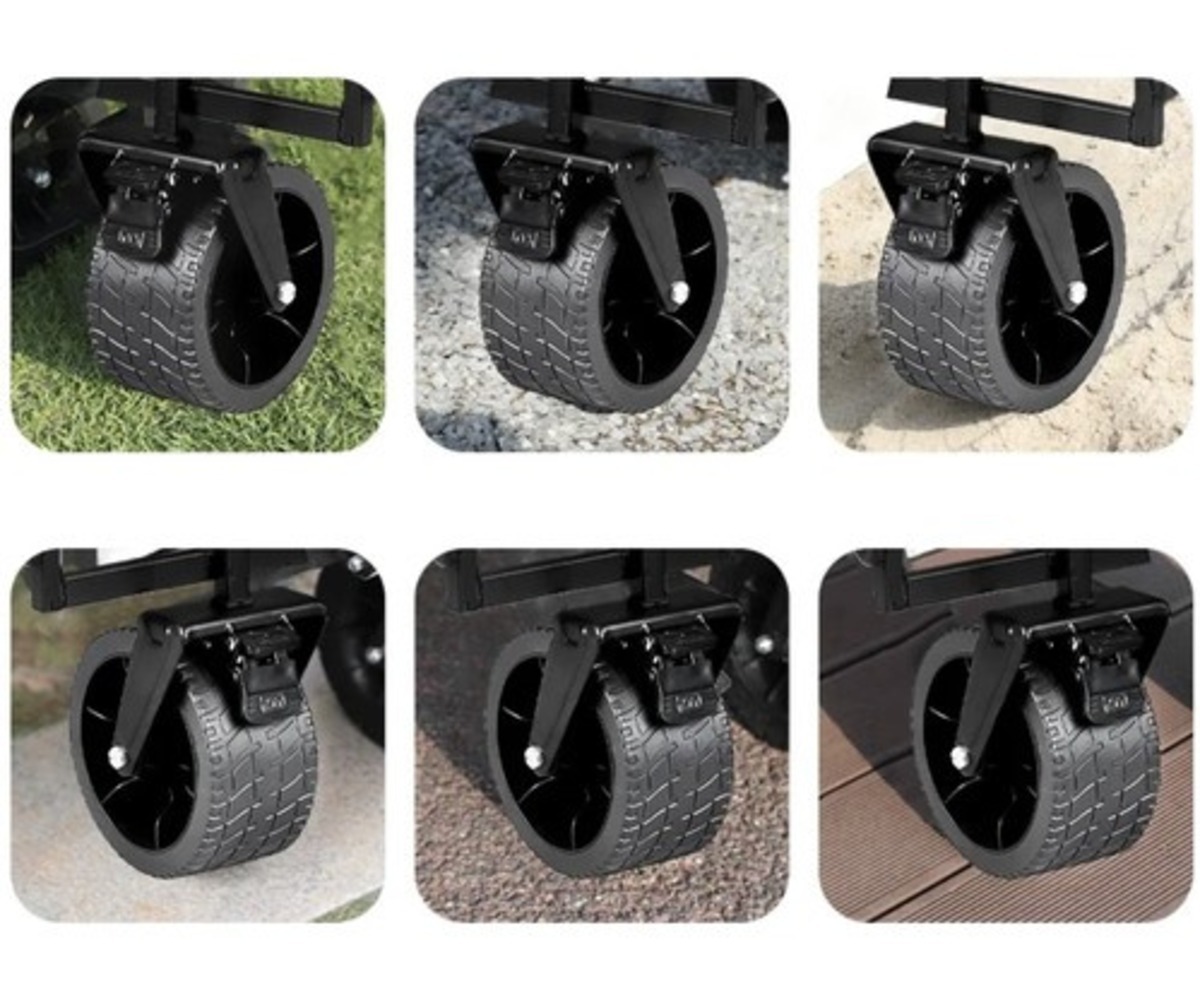 Kokkupandav transpordikäru 75L - Gardlov rattad, mis sobivad erinevatele pindadele.