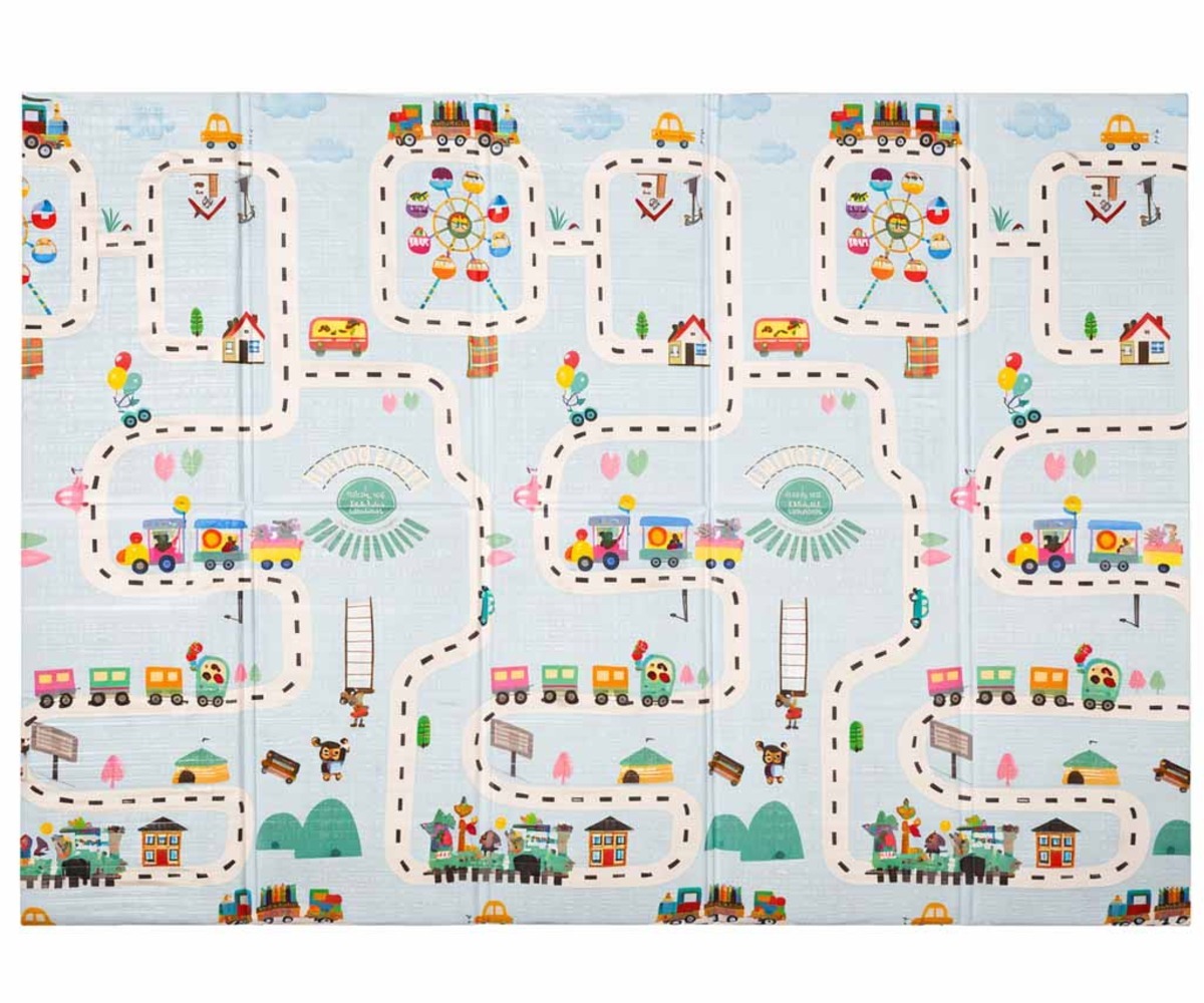 Kahepoolne kokkupandav vahtmatt 150x200cm – tänav, laste mängurikka disainiga
