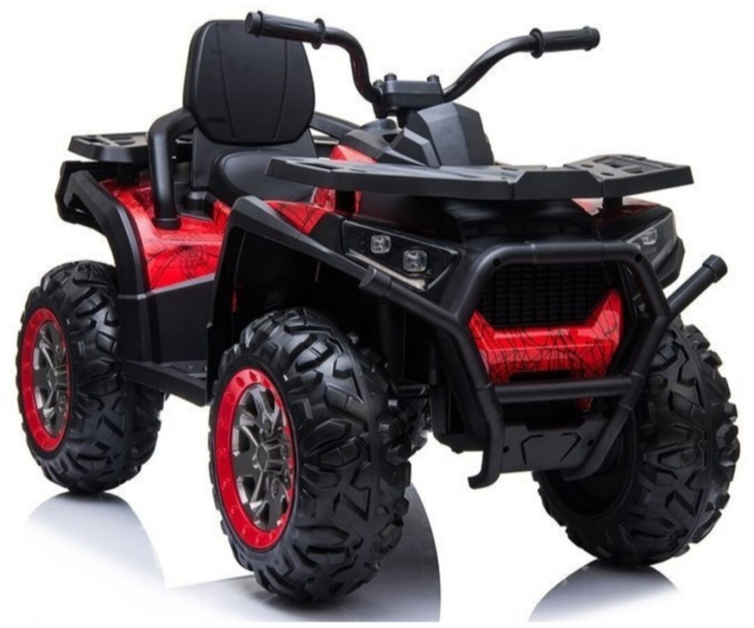 Elektriline laste ATV Spider (4x45W) - punane, külgsuunaline vaade, rõhutades ATV kvaliteetset ehitust.