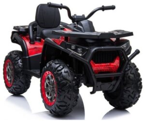 Elektriline laste ATV Spider (4x45W) - punane, külgsuunaline vaade, rõhutades ATV kvaliteetset ehitust.
