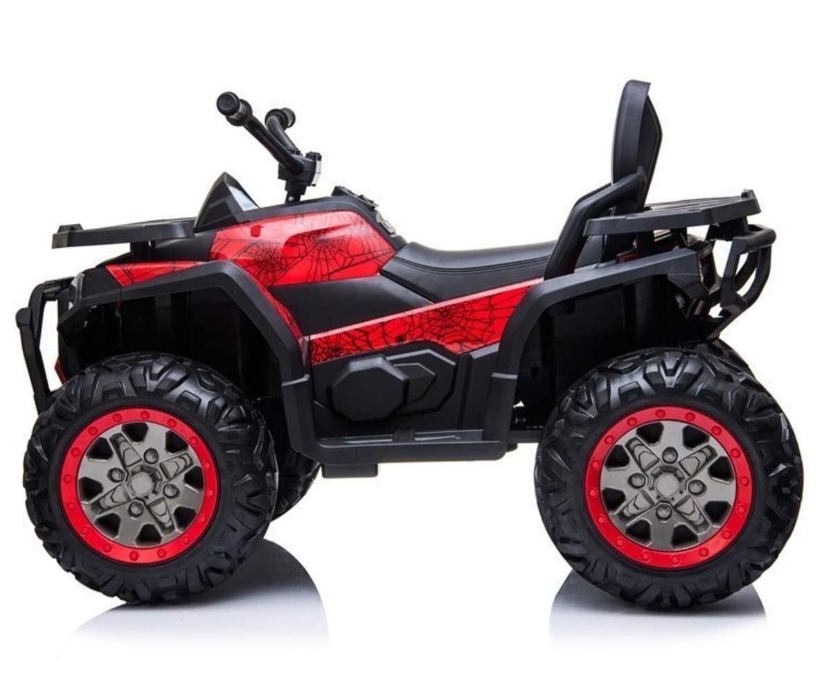 Elektriline laste ATV Spider (4x45W) - punane, külgmine vaade, rõhutades selle sportlikku välimust.