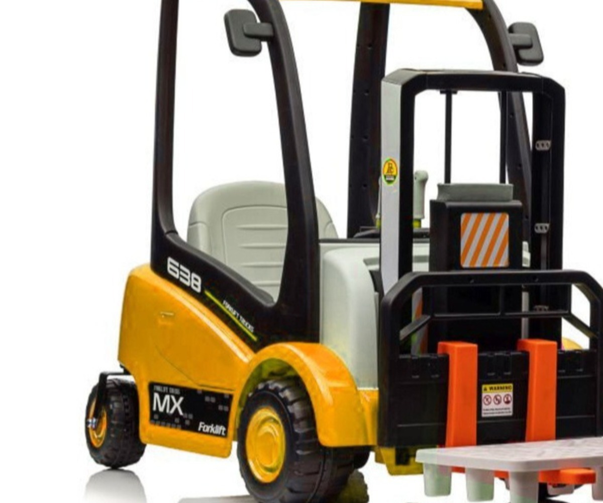 Laste elektriline kahveltõstuk XMX638 (2x45W) – kollane, õige külgvaates, esitleb tänapäevast disaini.