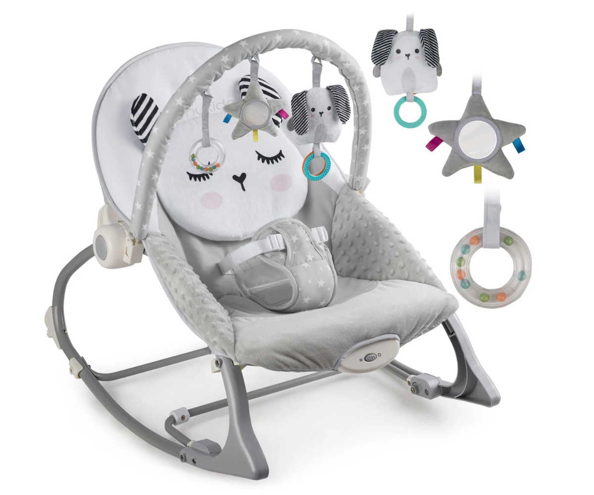 Hall lamamistool beebile turvarihmade, mängukaare ja vibratsioonifunktsiooniga